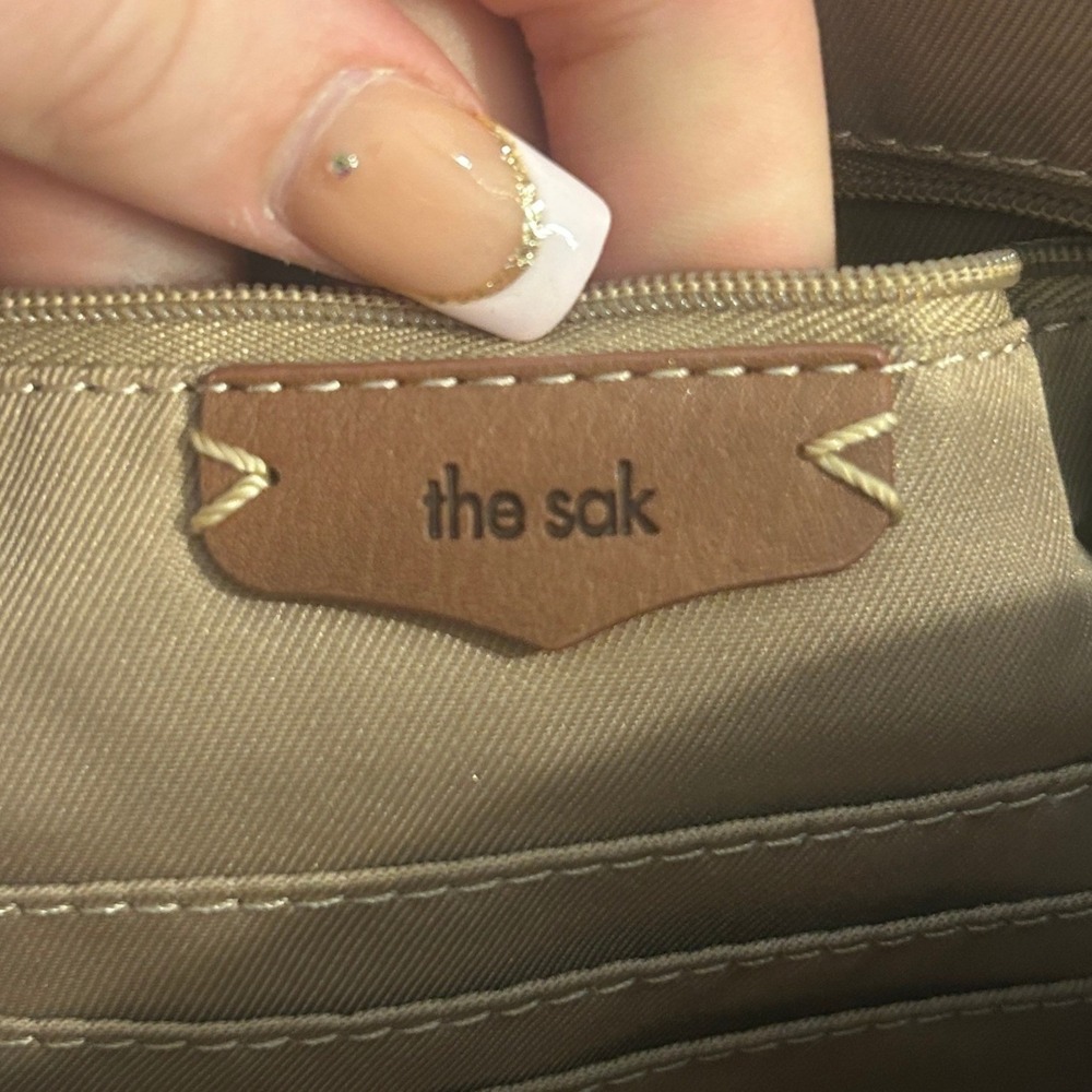 The Sak Crossbody Backpack Cognac Leather Floral Embossed Boho Western Bag - Picture 5 of 11
